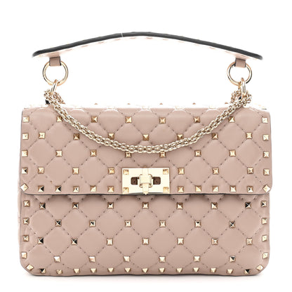 Valentino Garavani Lambskin Medium Rockstud Spike Shoulder Bag Poudre 1 of 9