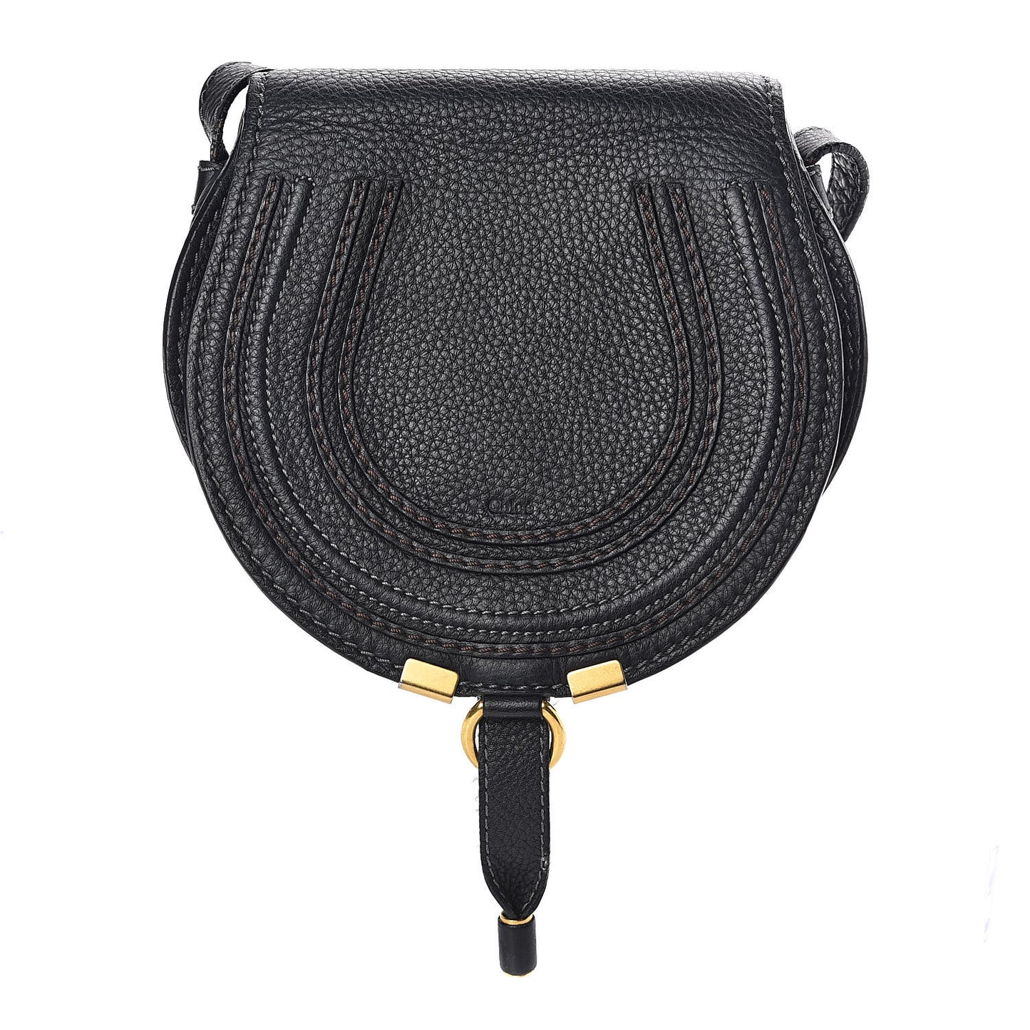Calfskin Mini Marcie Round Crossbody Bag Black
