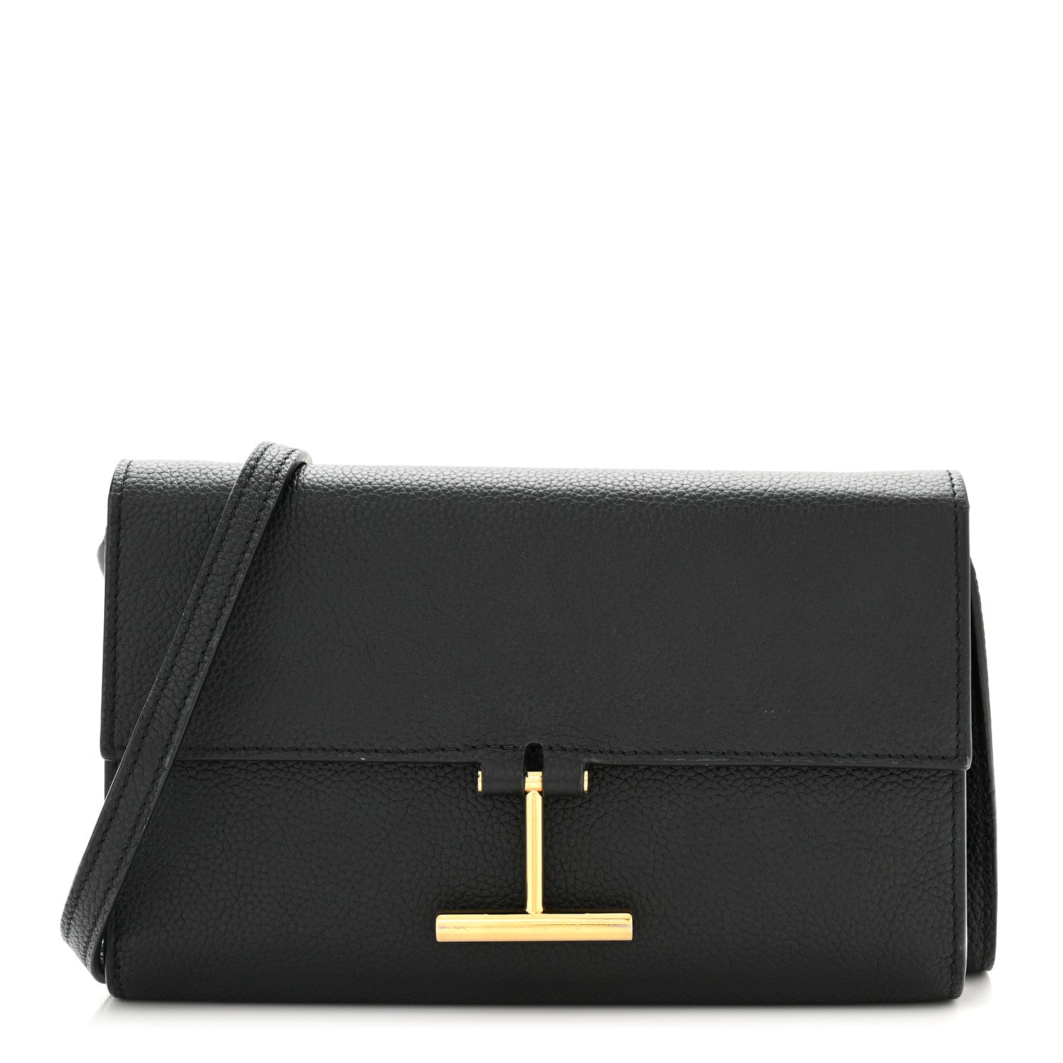 Tom Ford Calfskin T Clasp Tara Wallet On Strap Black 1 of 16