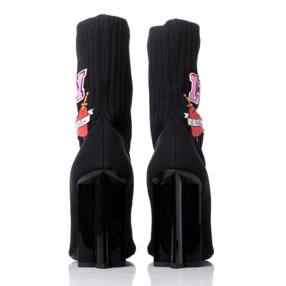 Louis Vuitton Stretch Fabric LV Black Heart Sock Ankle Boots 40 Black 6 of 10