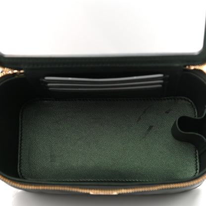 Chanel Iridescent Lambskin Quilted Small Top Handle Vanity Case With Chain Green 5 of 11