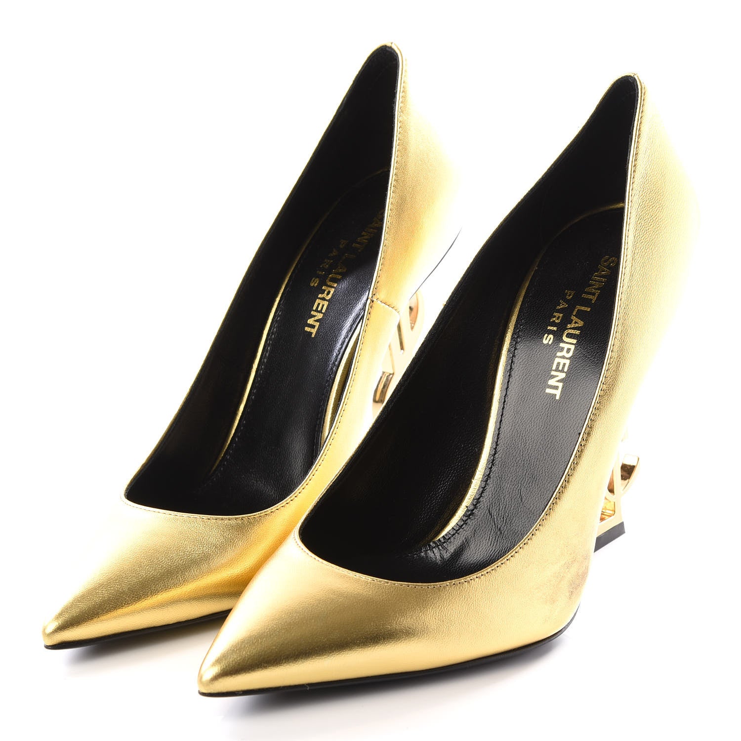 Saint Laurent Calfskin Opyum 100 Pumps 36.5 Gold 2 of 10