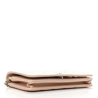 Chanel Iridescent Lambskin Quilted Pearl Wallet On Chain WOC Light Beige 3 of 12