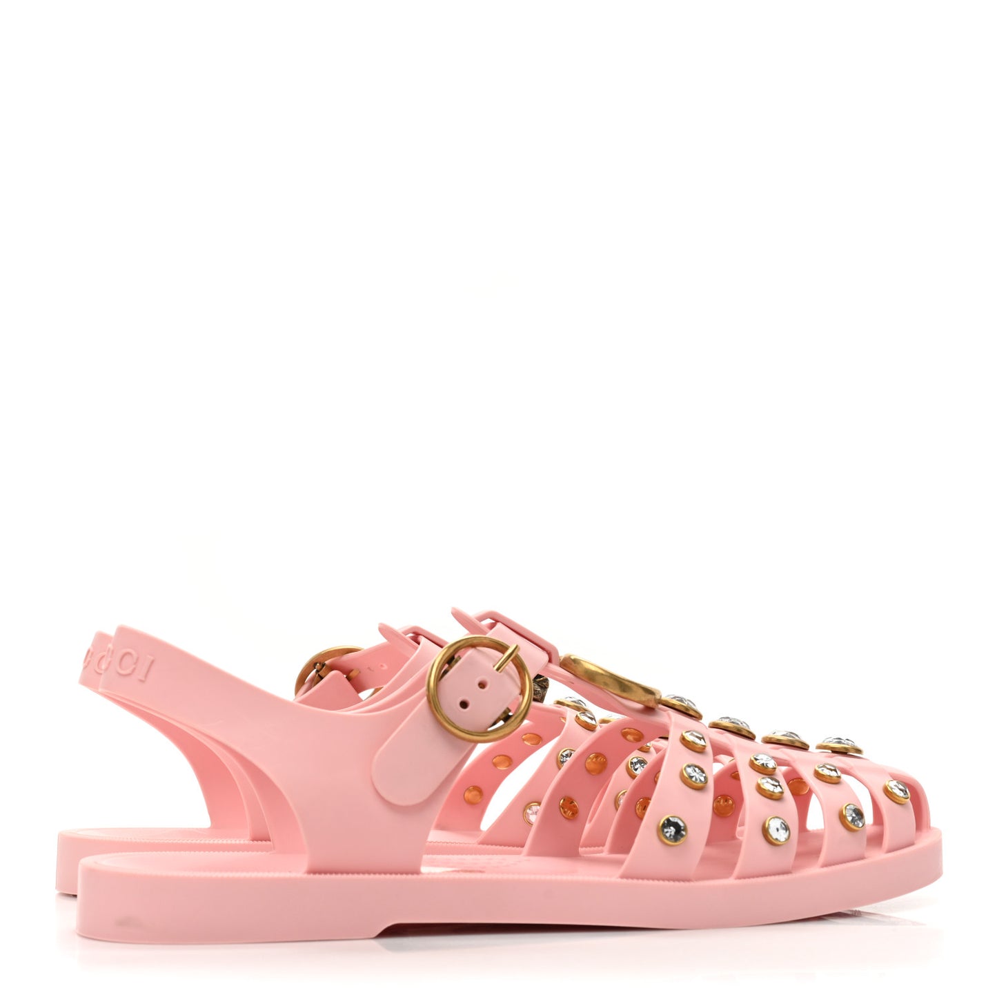 Rubber Crystal Womens Buckle Strap Sandal 37 Perfect Pink
