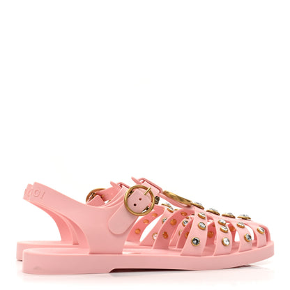 Gucci Rubber Crystal Womens Buckle Strap Sandal 37 Perfect Pink 5 of 12