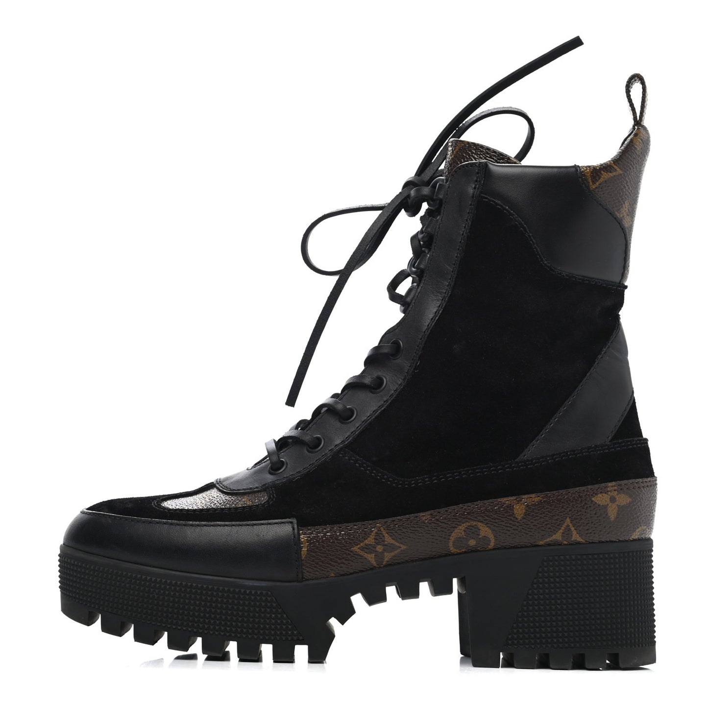 Suede Calfskin Monogram Laureate Platform Desert Boots 40 Black