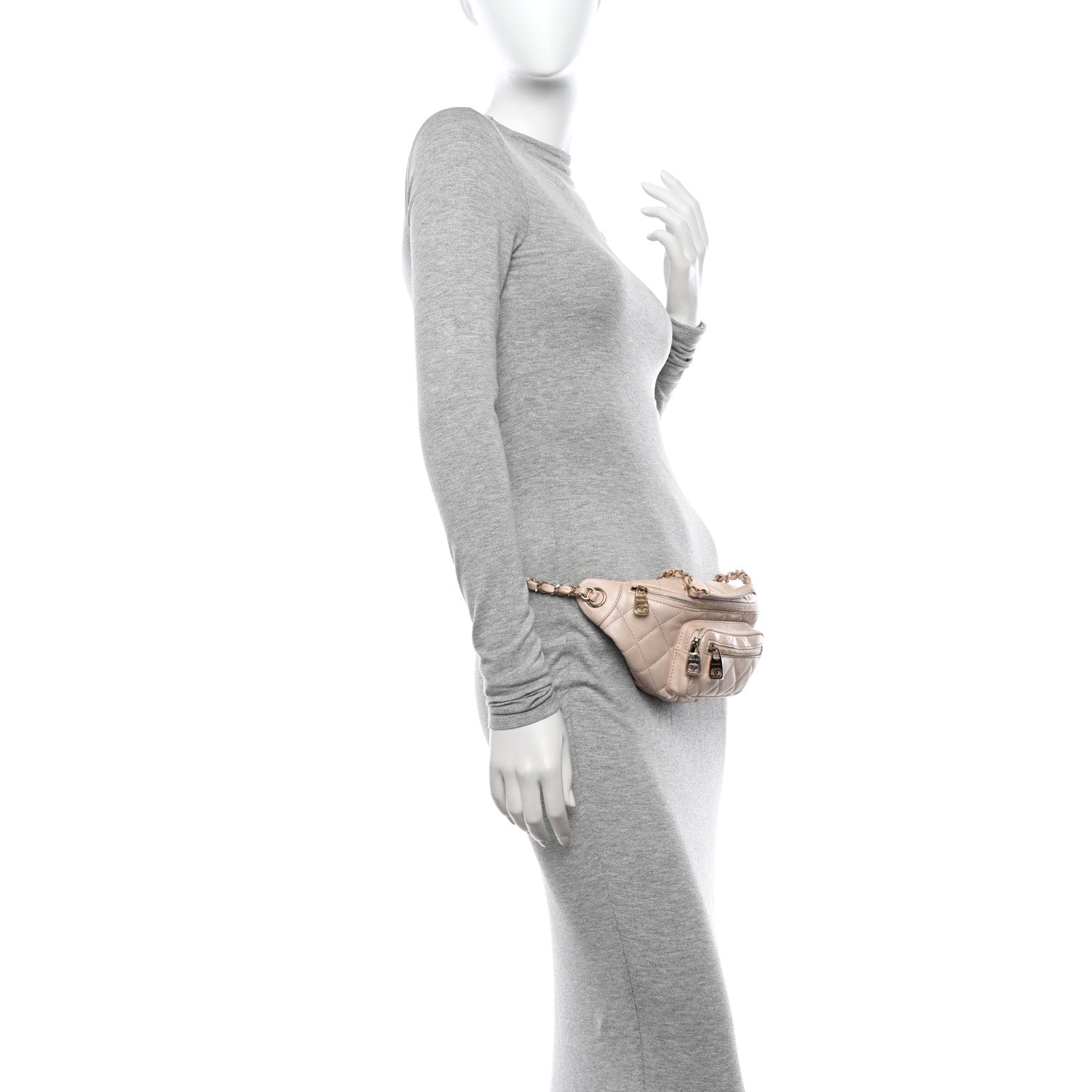 Chanel Iridescent Calfskin Quilted All About Waist Belt Bag Beige 2 of 11