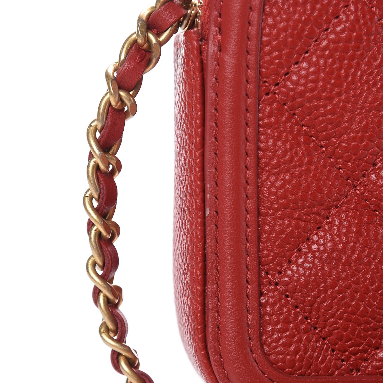 Chanel Caviar Quilted CC Filigree Clutch With Chain Red 12 of 12