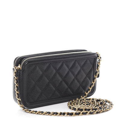 Chanel Caviar Quilted CC Filigree Clutch With Chain Black 3 of 16