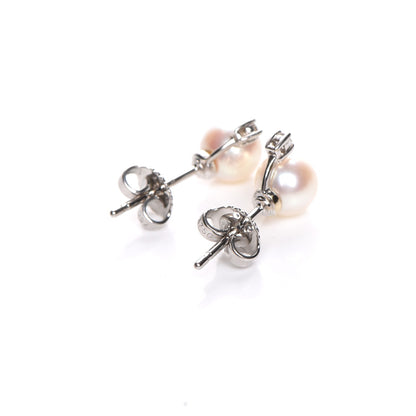 Mikimoto 18K White Gold Diamond 6.5mm Pearl Stud Earrings 3 of 4