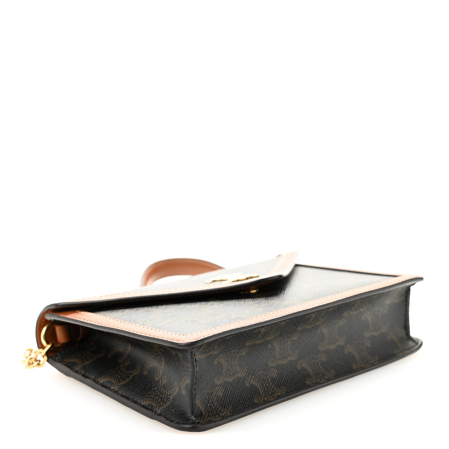 Triomphe Canvas Calfskin Wallet on Chain Tan