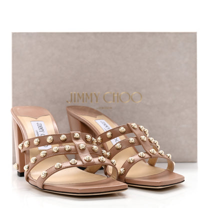 Jimmy Choo Calfskin Pearl Embellished Hazal 85 Mule Sandals 39.5 Ballet Pink 11 of 11