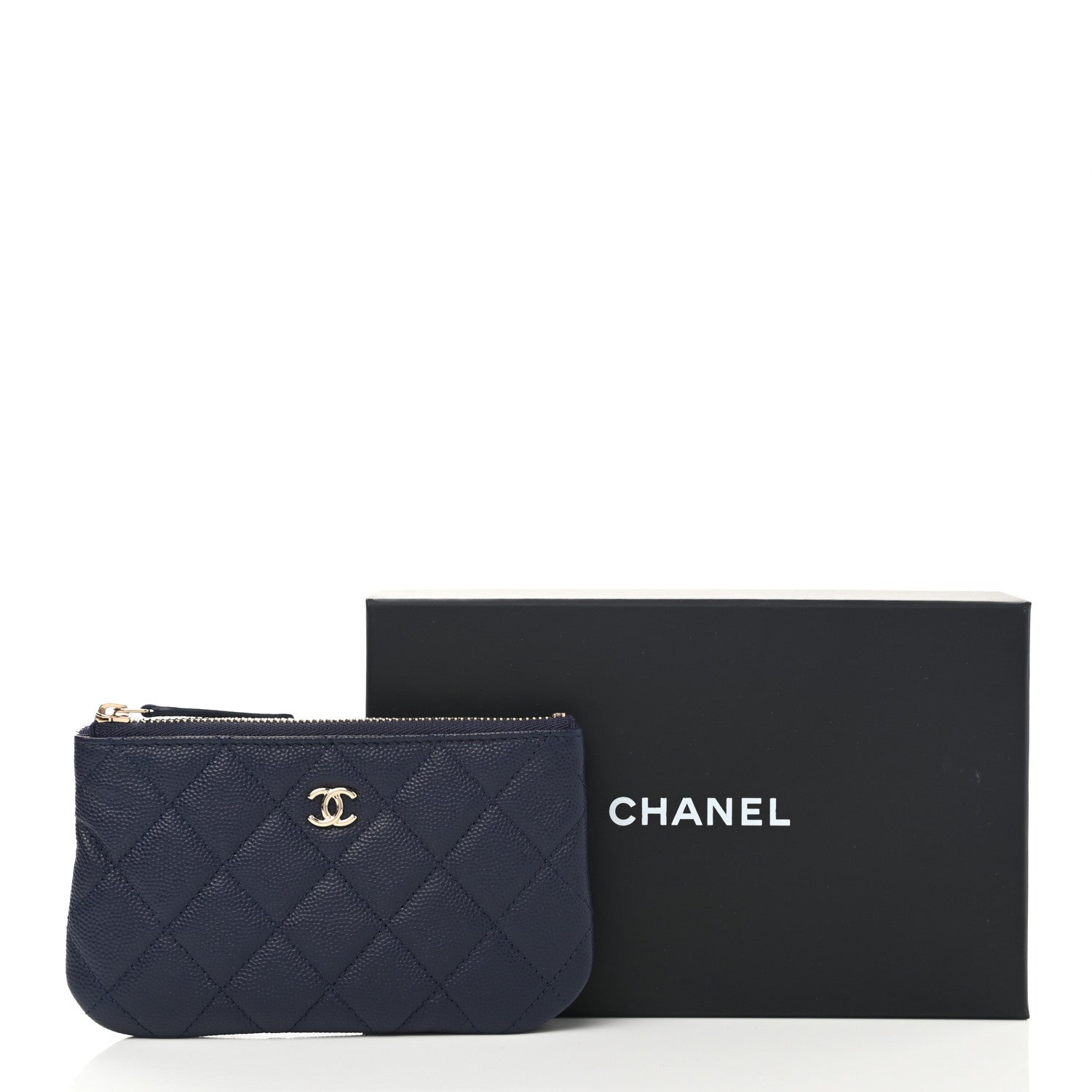 Chanel Caviar Quilted Small Cosmetic Case Navy Blue 9 of 9