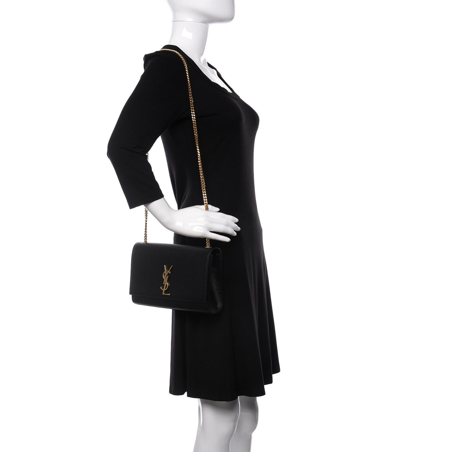 Grain De Poudre Medium Classic Monogram Kate Satchel Black