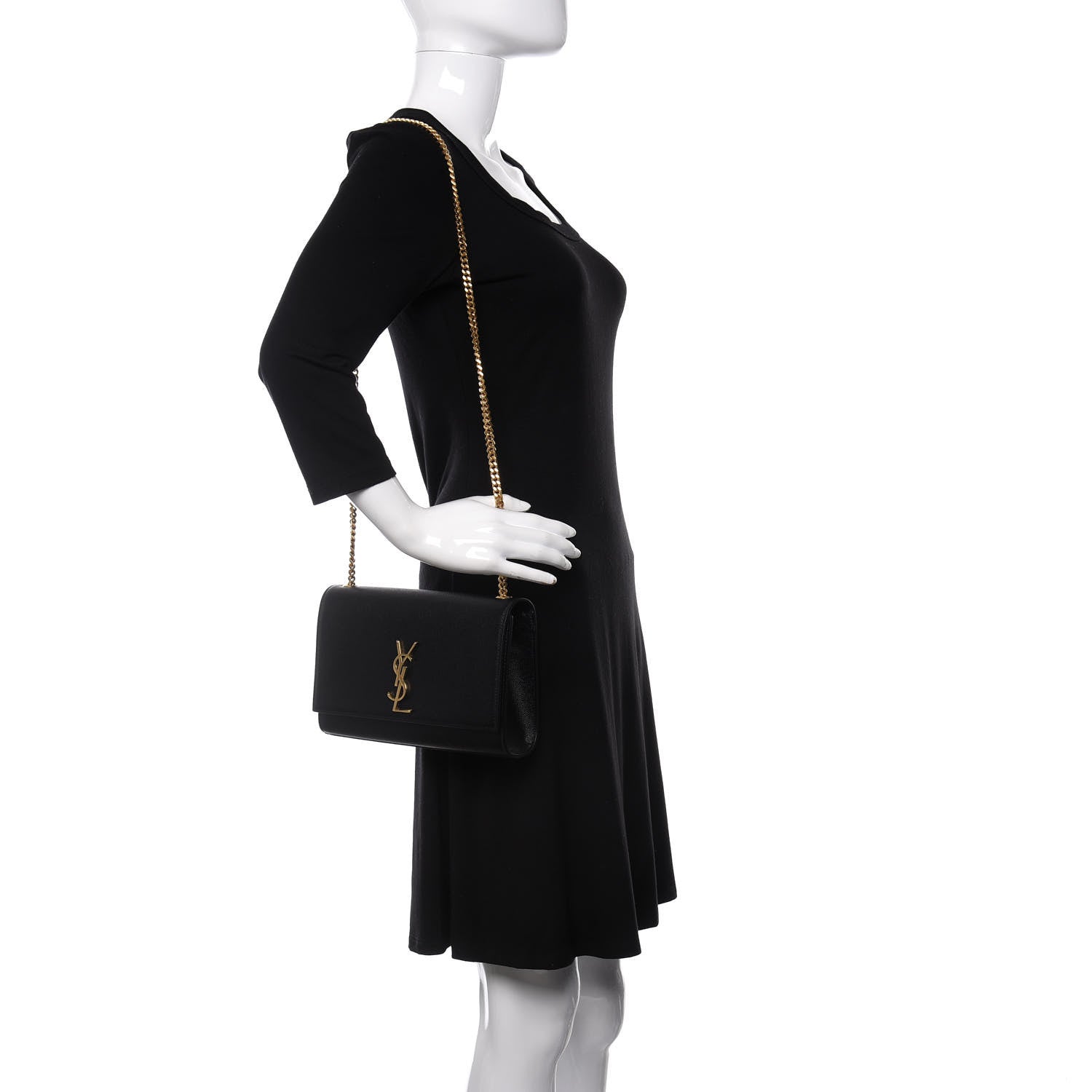 Saint Laurent Grain De Poudre Medium Classic Monogram Kate Satchel Black 2 of 9