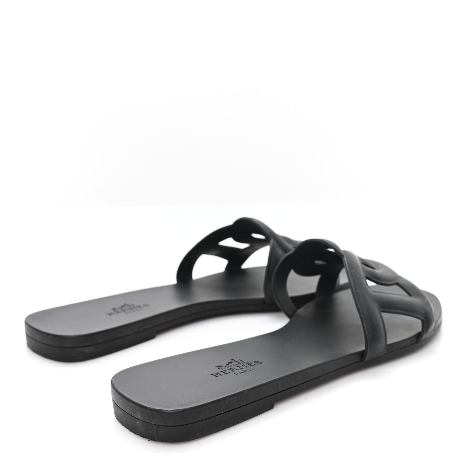 Hermes Rubber Aloha Sandals 38 Black 5 of 9