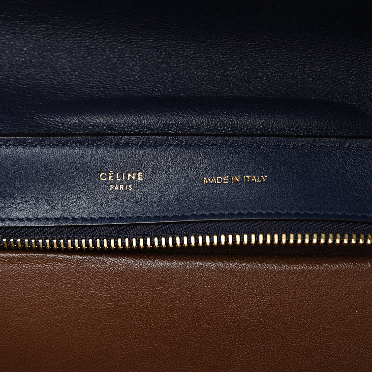 Celine Drummed Calfskin Suede Medium Trapeze Navy Blue 5 of 10