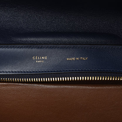 Celine Drummed Calfskin Suede Medium Trapeze Navy Blue 5 of 10