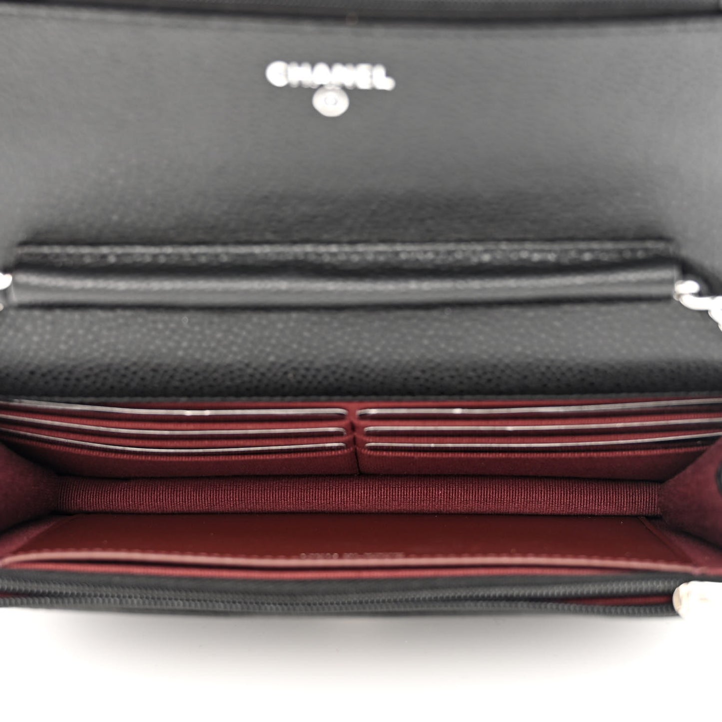 Caviar Quilted Wallet on Chain WOC Black