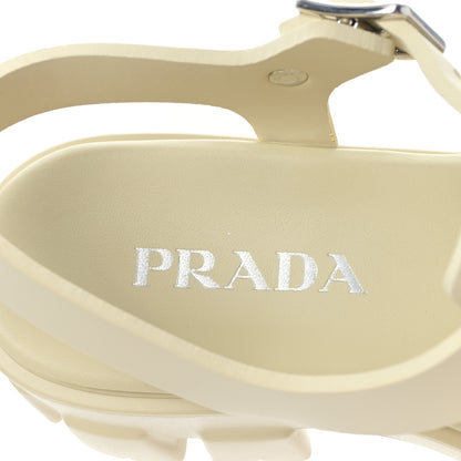 Prada Foam Rubber Metal Triangle Logo Monolith 55mm Cage Sandals 41 Quarzo 7 of 8