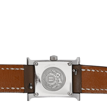 Hermes Stainless Steel Swift 17.2mm Heure H Hour Double Tour Quartz Watch Etoupe 4 of 5