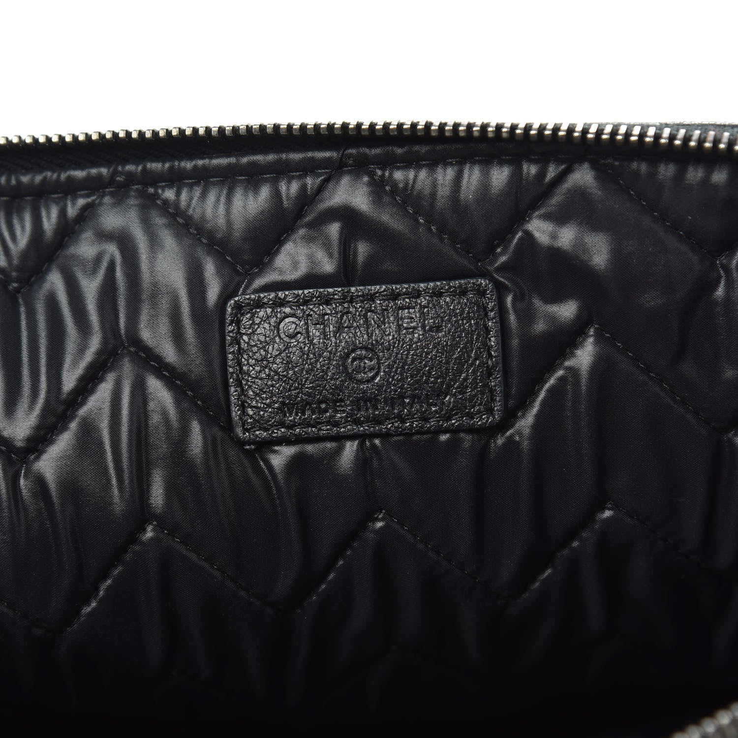 Chanel Sheepskin Chevron Quilted Medium Cosmetic Case Black 6 of 11
