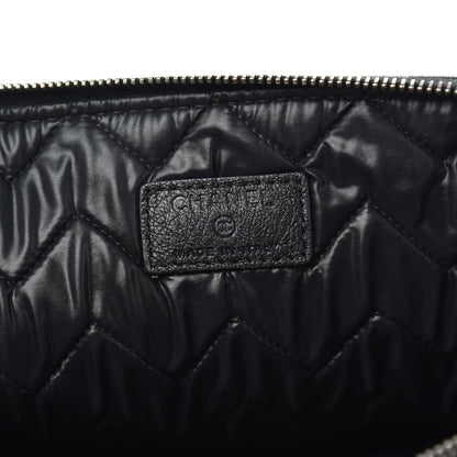 Chanel Sheepskin Chevron Quilted Medium Cosmetic Case Black 6 of 11