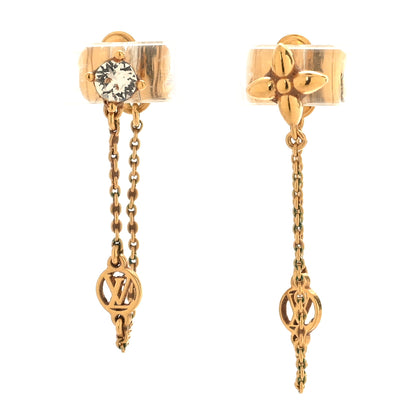 Louis Vuitton Metal Crystal Petit Louis Earrings Gold 1 of 5