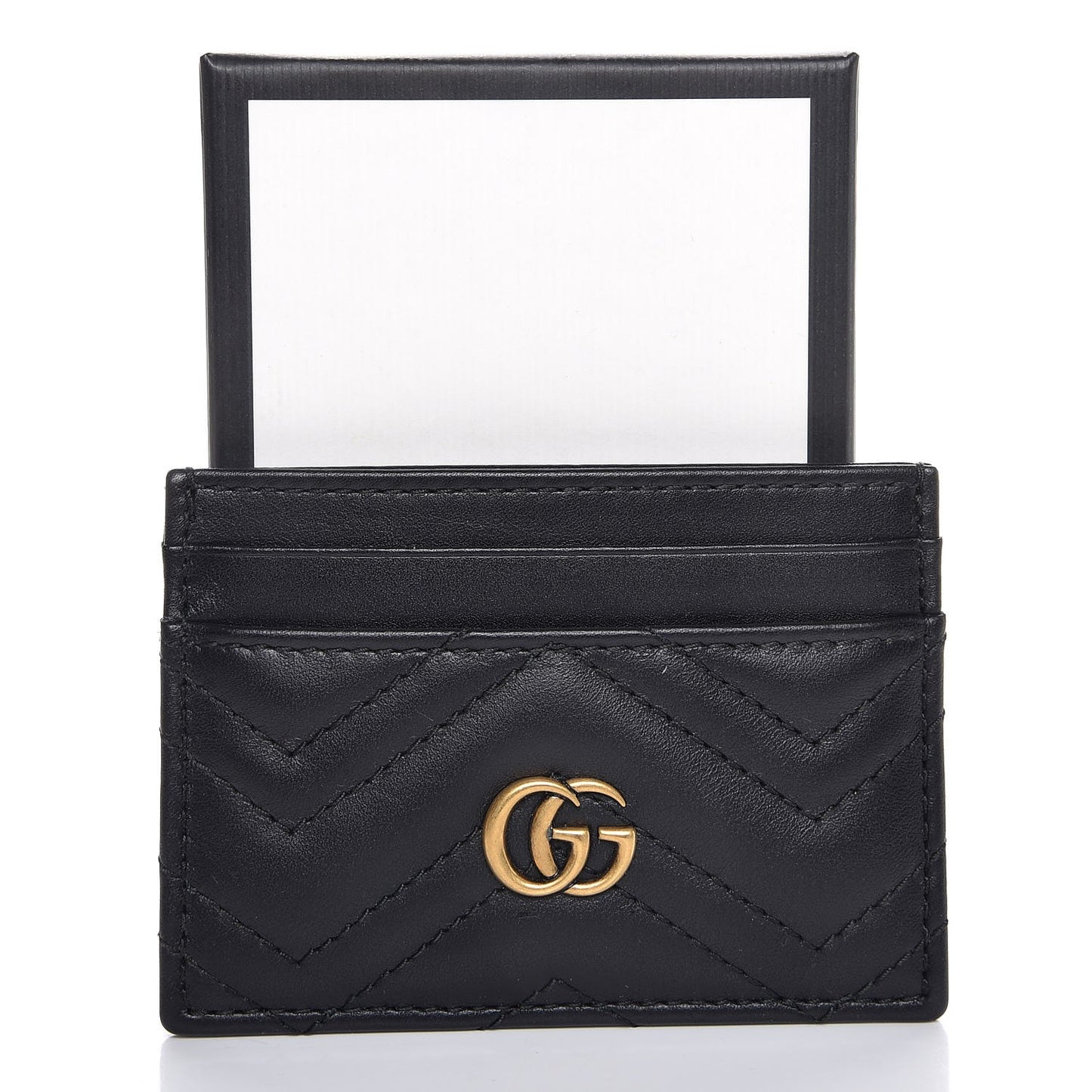 Calfskin Matelasse GG Marmont Card Holder Black