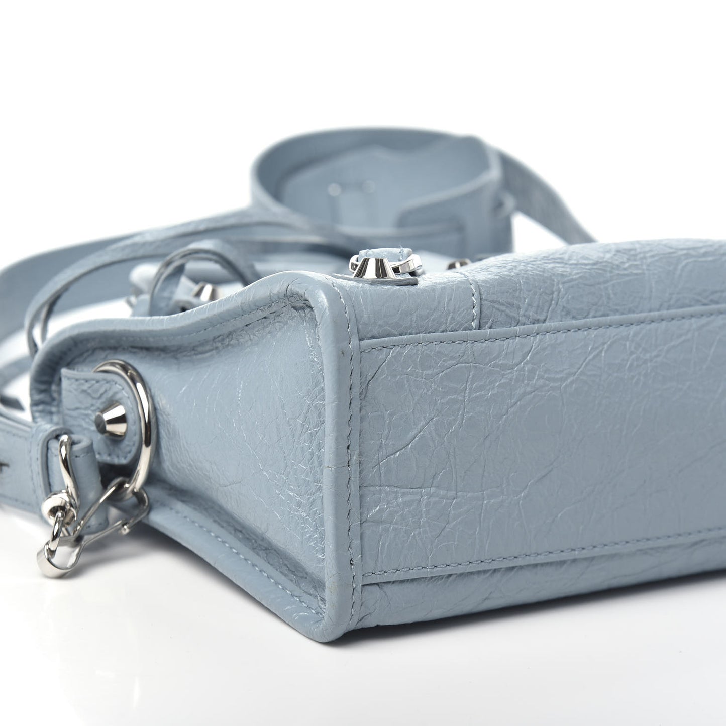 Agneau Classic Silver Hardware Mini City Bleu Gris