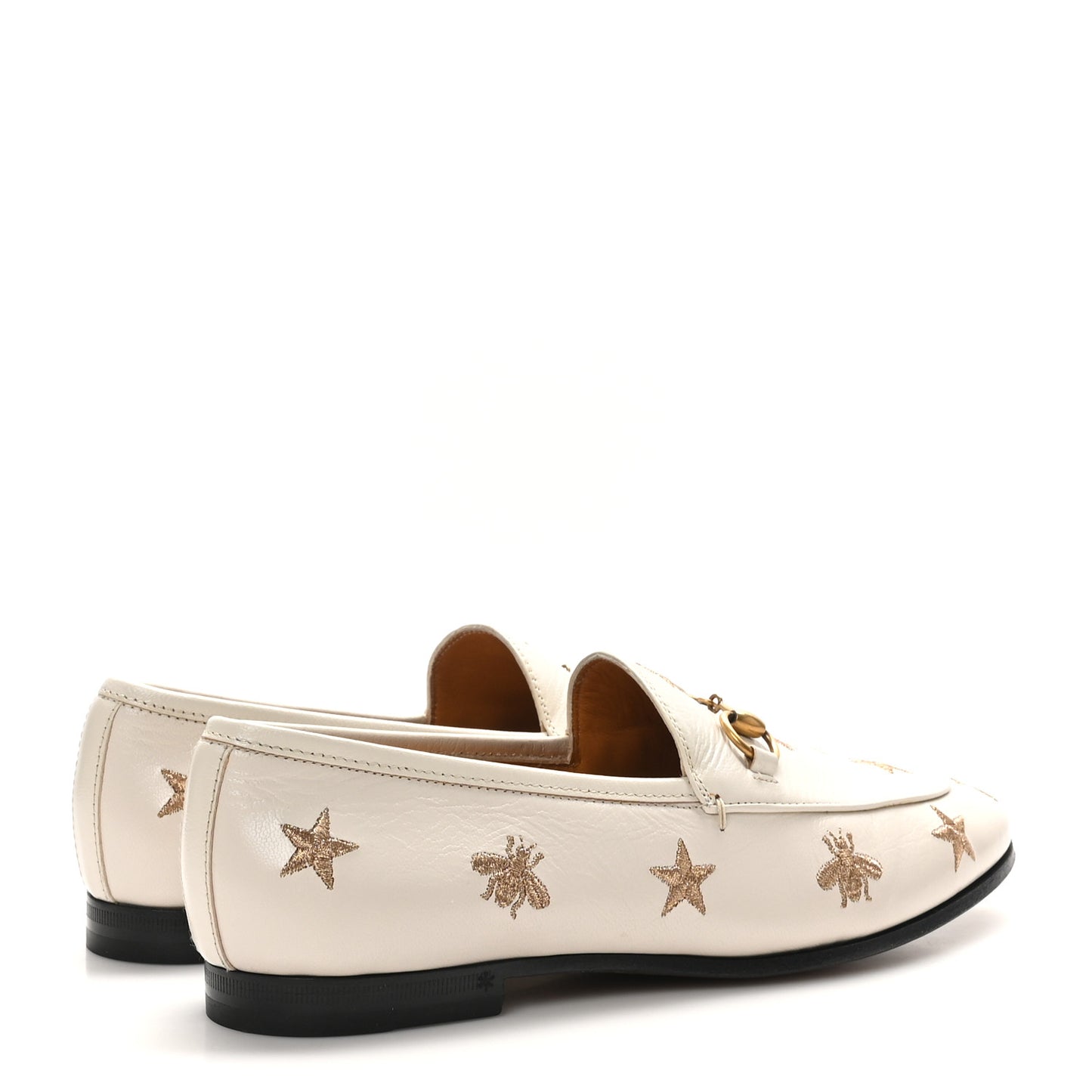 Goatskin Bee Star Embroidered Womens Jordaan Loafers 37.5 Mystic White
