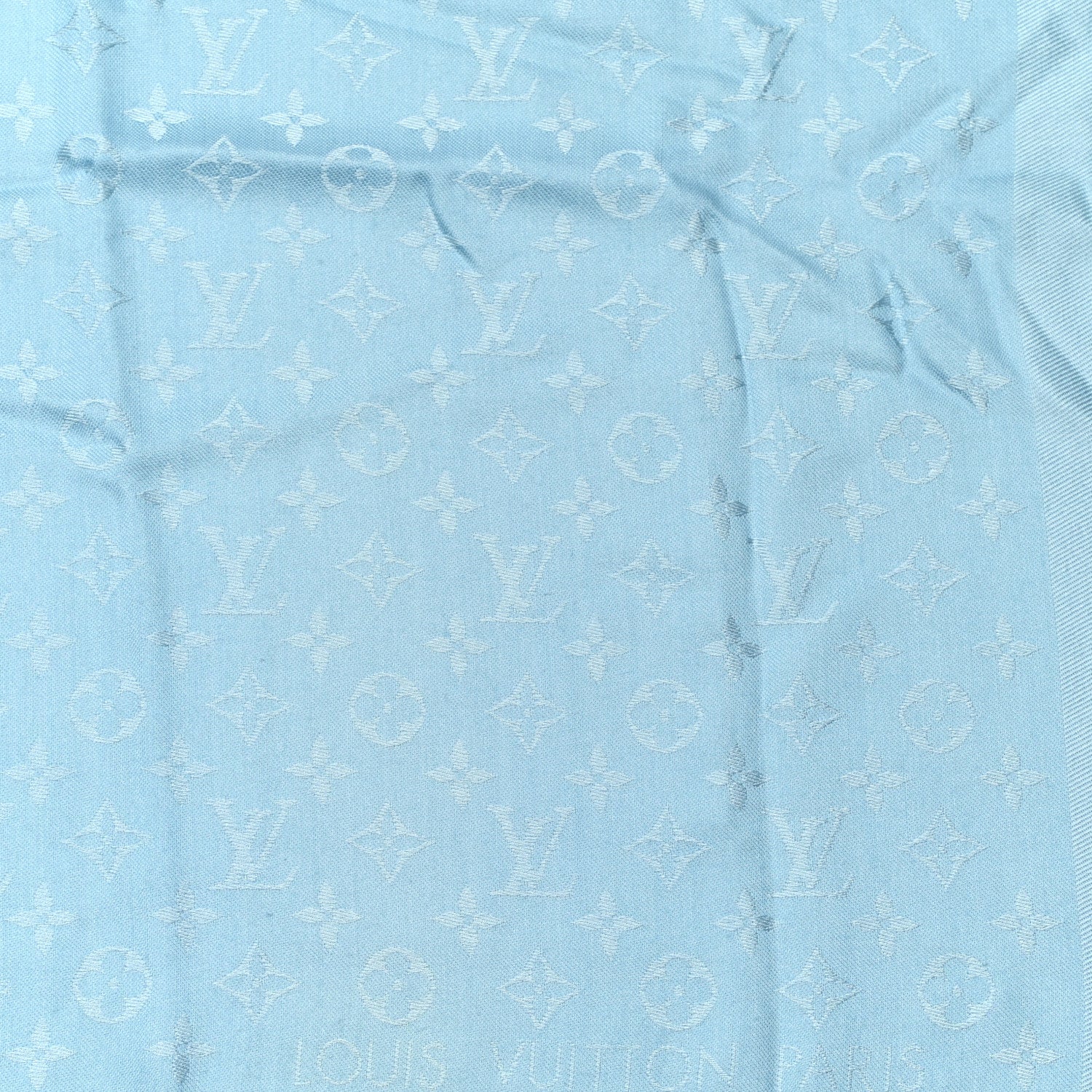 Louis Vuitton Silk Wool Monogram Shine Shawl Light Blue 1 of 4