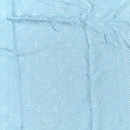 Louis Vuitton Silk Wool Monogram Shine Shawl Light Blue 1 of 4