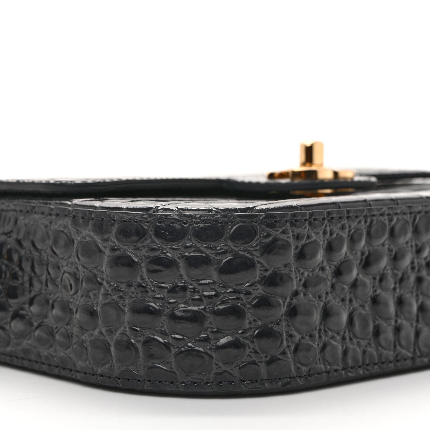 Chanel Calfskin Crocodile Embossed Turn Around Mini Flap Dark Grey 10 of 11