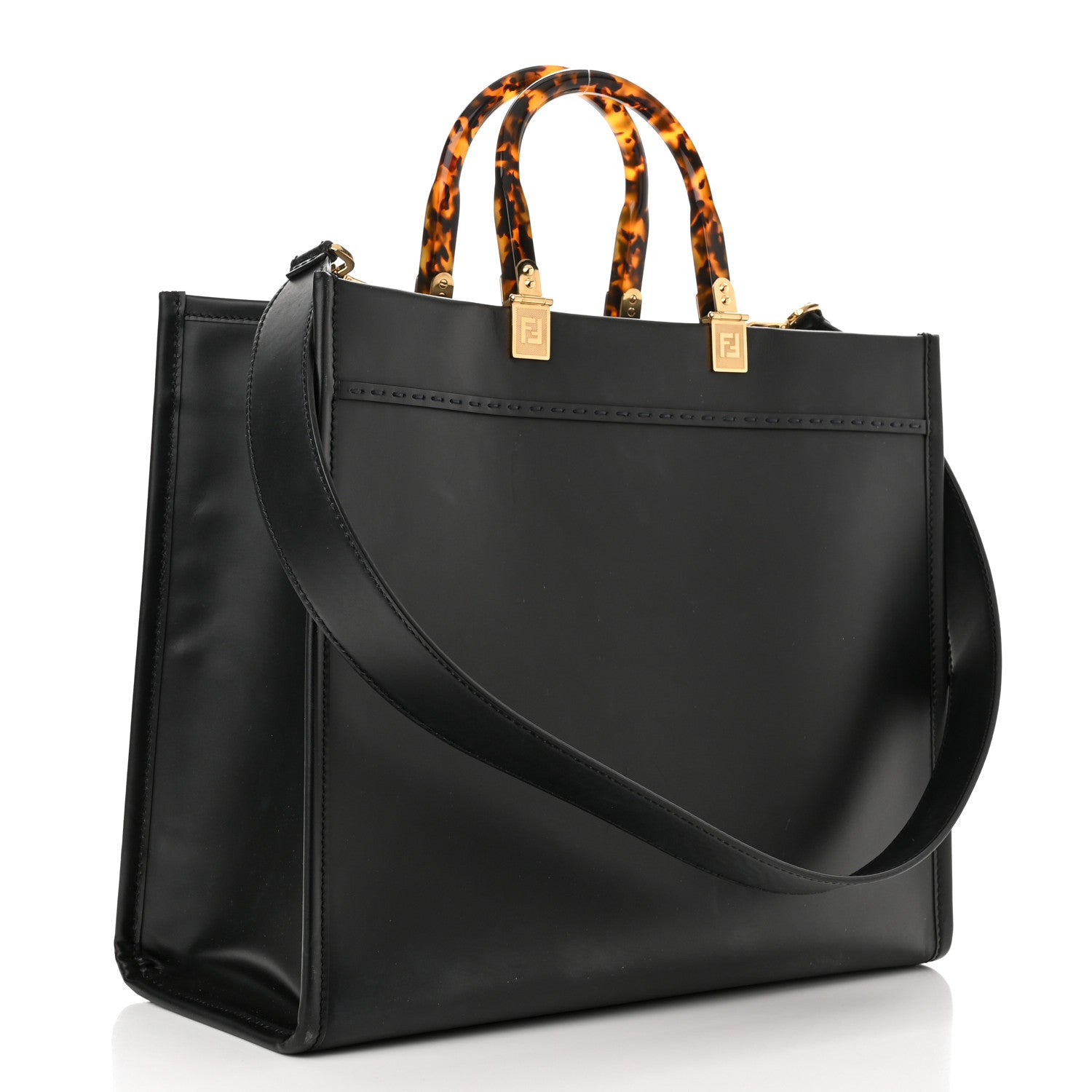 Fendi Vitello King Plexiglass Medium Fendi Sunshine Shopper Tote Black 2 of 10
