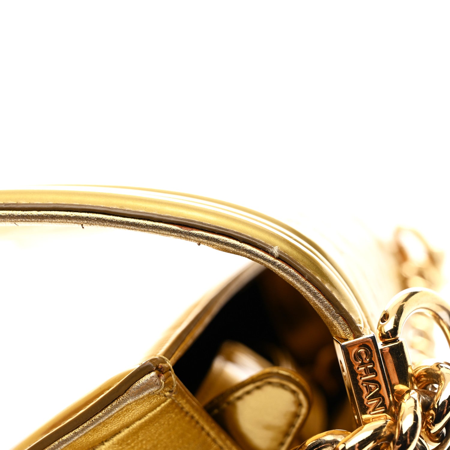 Chanel Metallic Patent Calfskin Quilted Medium Boy Flap Gold