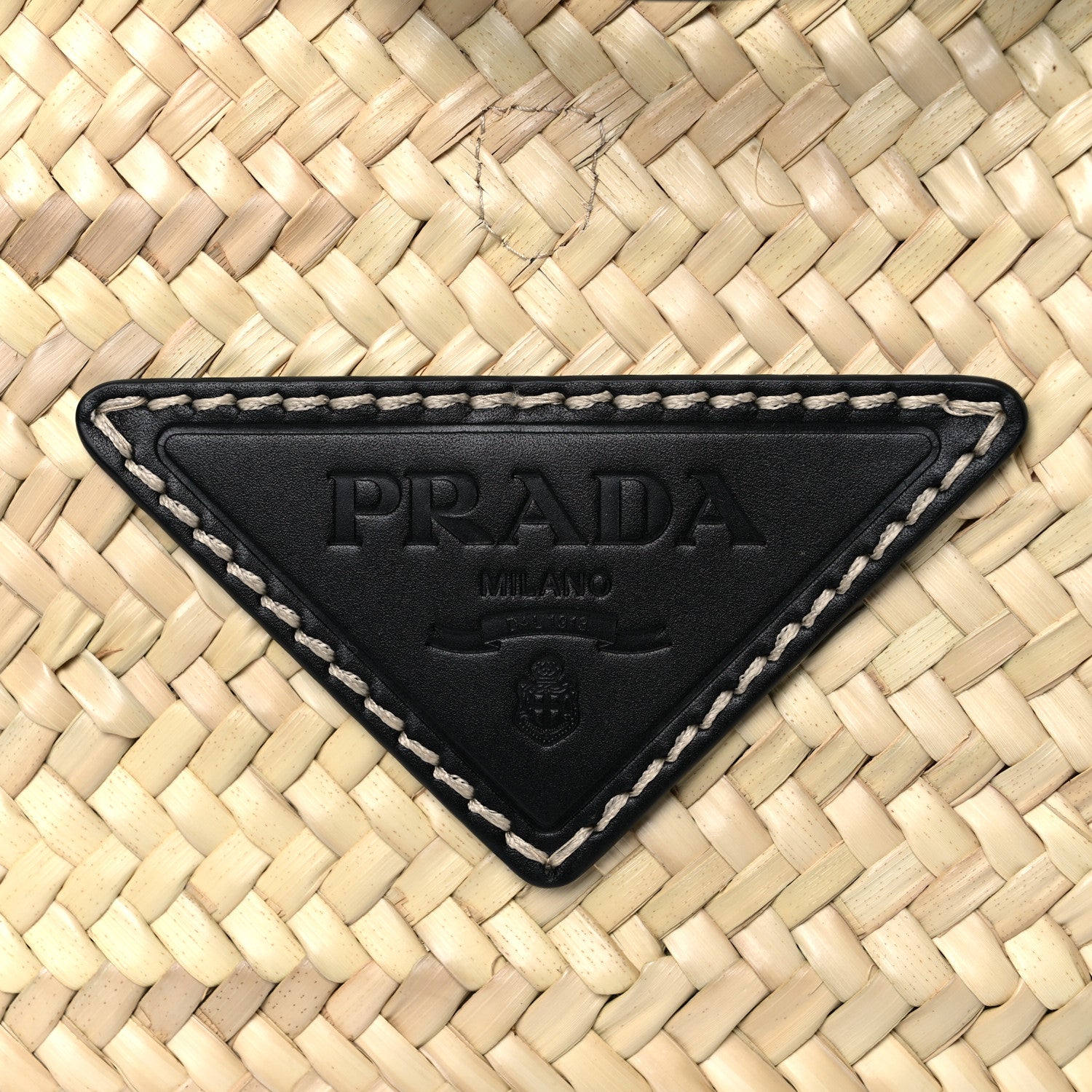 Prada Palmitto Vitello Woven Braided Large Basket Tote Bag Naturale Black 8 of 8