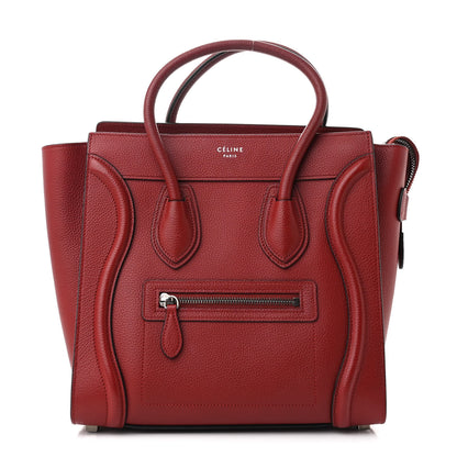 Celine Drummed Calfskin Micro Luggage Merlot 1 of 8
