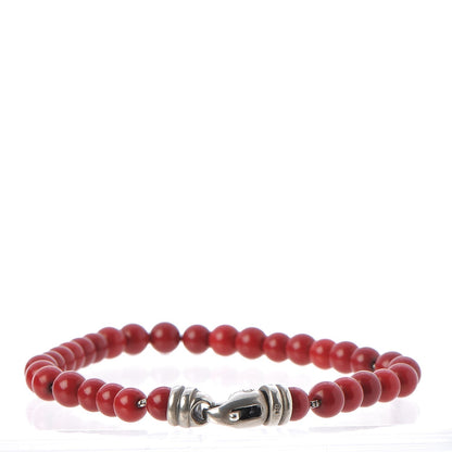 David Yurman Sterling Silver Carnelian 6mm Spiritual Beads Bracelet 3 of 5