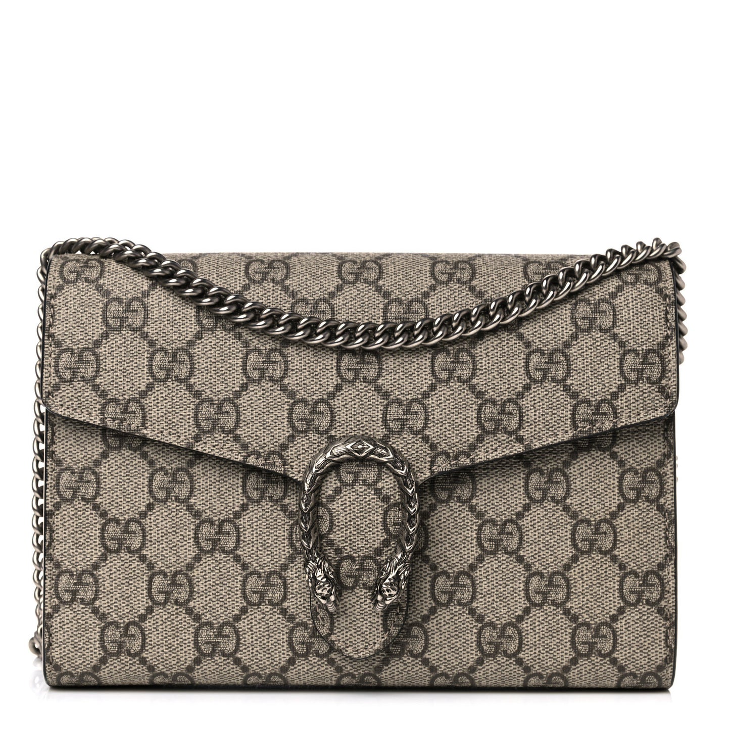 GG Supreme Monogram Mini Dionysus Chain Wallet Beige Black