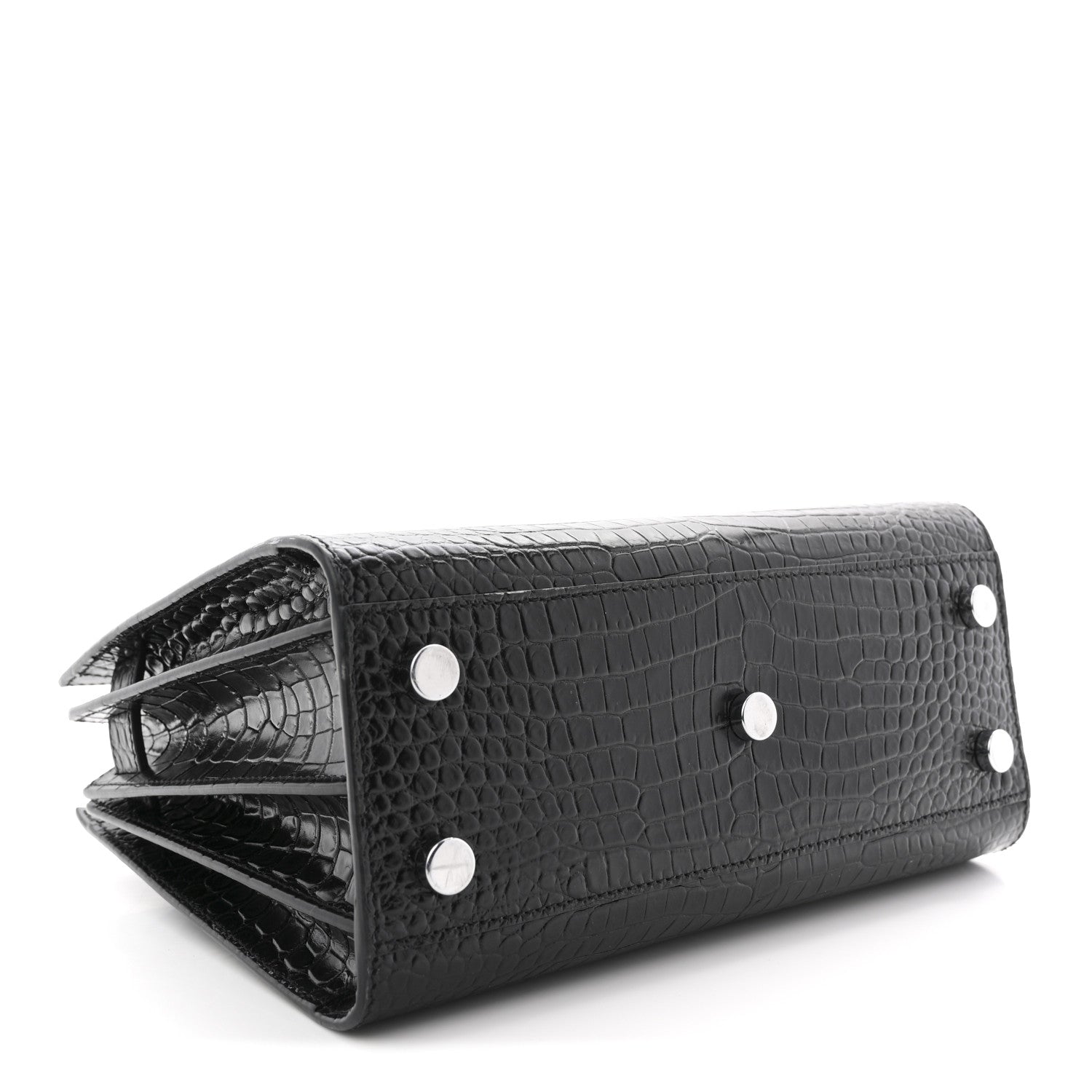 Saint Laurent Calfskin Crocodile Embossed Nano Sac De Jour Black 4 of 12