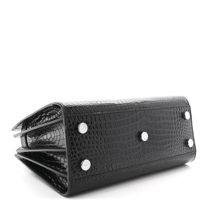 Saint Laurent Calfskin Crocodile Embossed Nano Sac De Jour Black 4 of 12