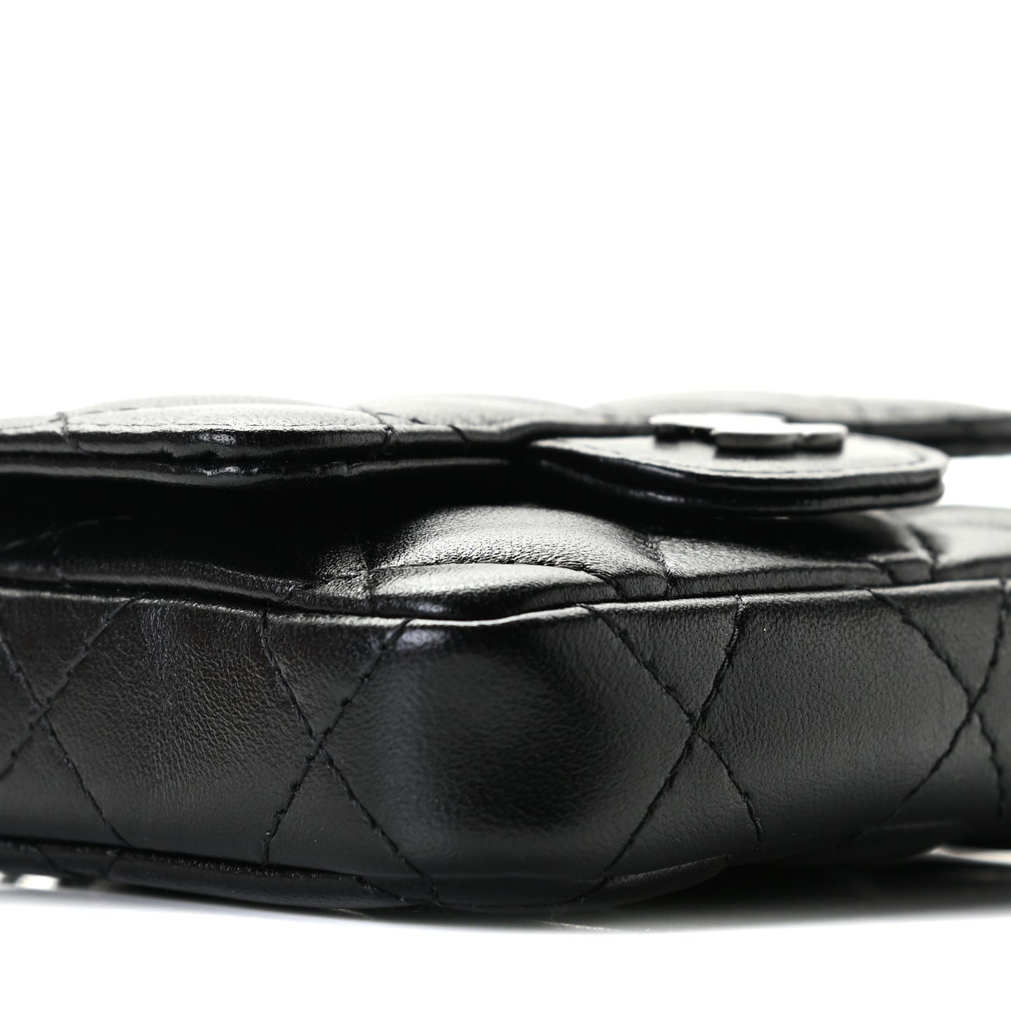 Lambskin Quilted Mini Chain Belt Bag So Black