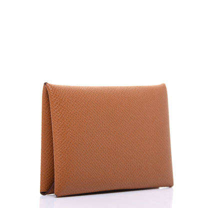 Hermes Epsom Calvi Card Case Gold 3 of 12
