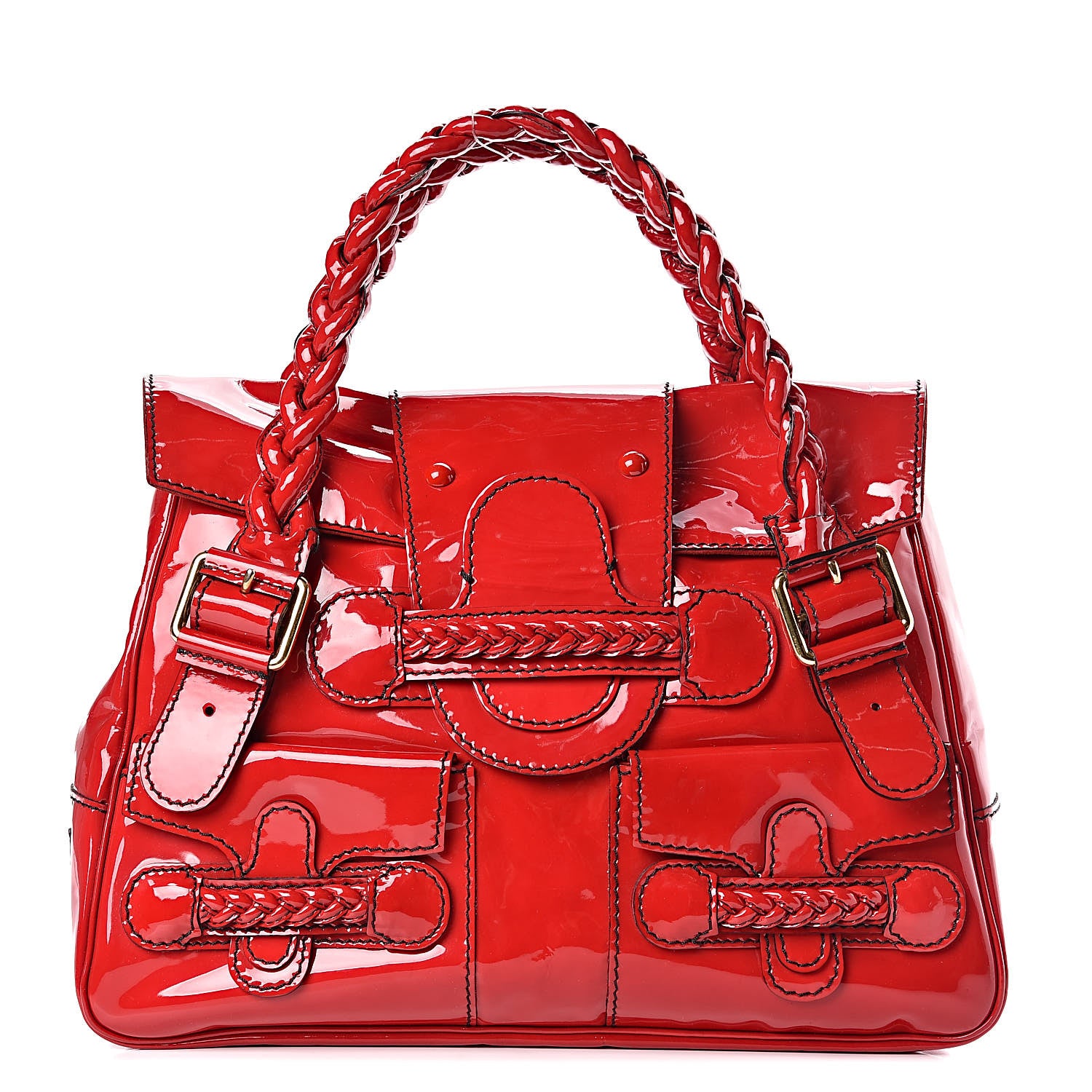 Valentino Garavani Patent Large Histoire Red 1 of 13