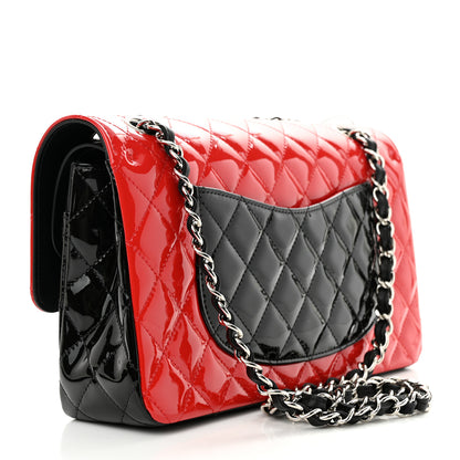 Chanel Patent Calfskin Quilted Bi-Color Medium Double Flap Black Red 3 of 11