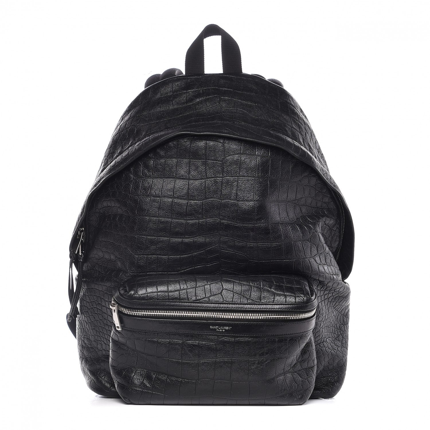 Saint Laurent Calfskin Crocodile Embossed City Backpack Black 1 of 8