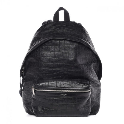 Saint Laurent Calfskin Crocodile Embossed City Backpack Black 1 of 8