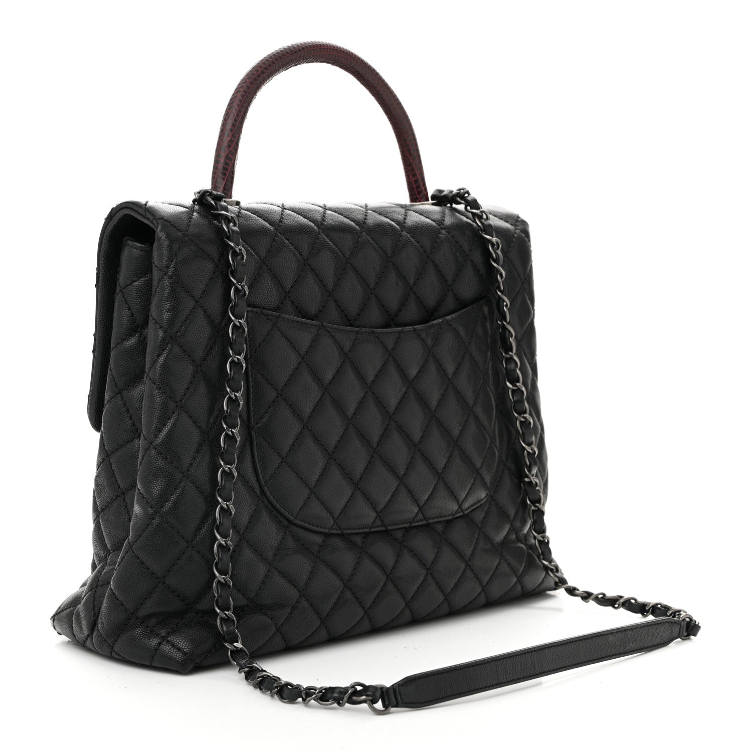 Chanel Caviar Lizard Quilted Large Coco Handle Flap Grey 3 of 10