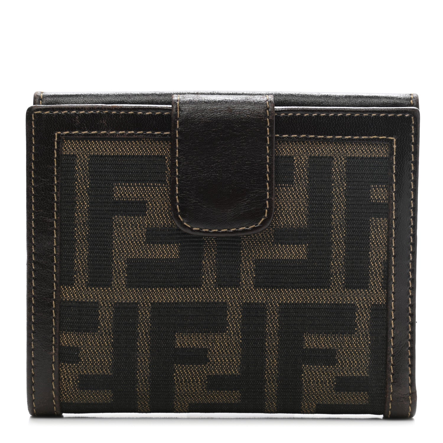 Fendi Zucca Calfskin Compact Wallet Tobacco 1 of 14